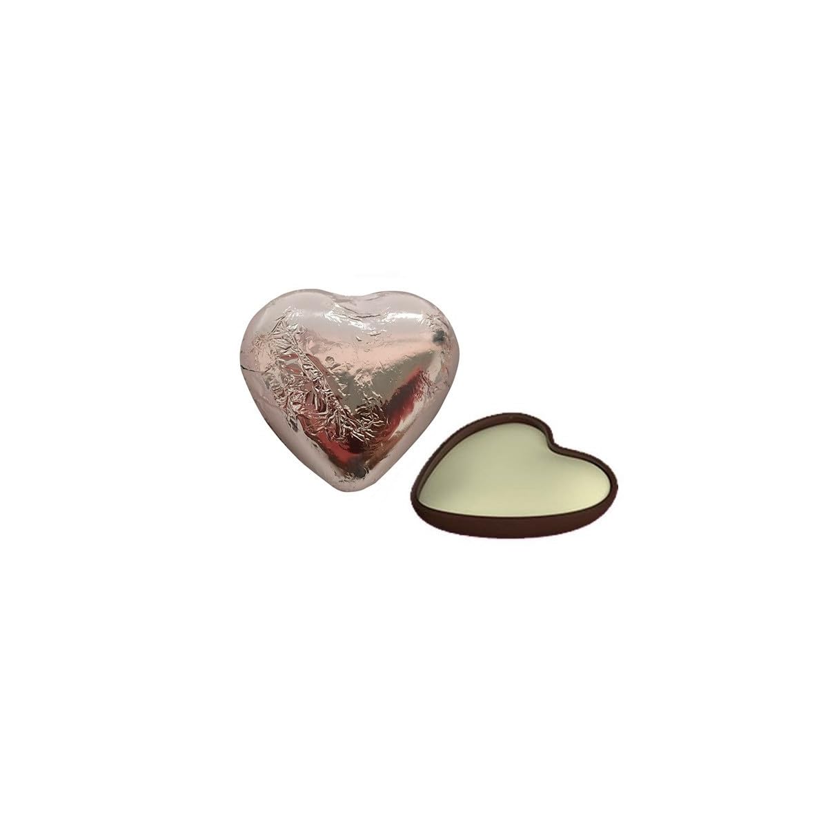 Corazones de Chocolate con Leche con decoración en color plata y oro Interdulces 1 kg