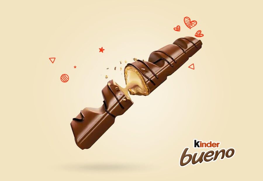 Kinder Bueno Pack de 15X43g: Deliciosas Barritas de Chocolate con Avellanas 645g