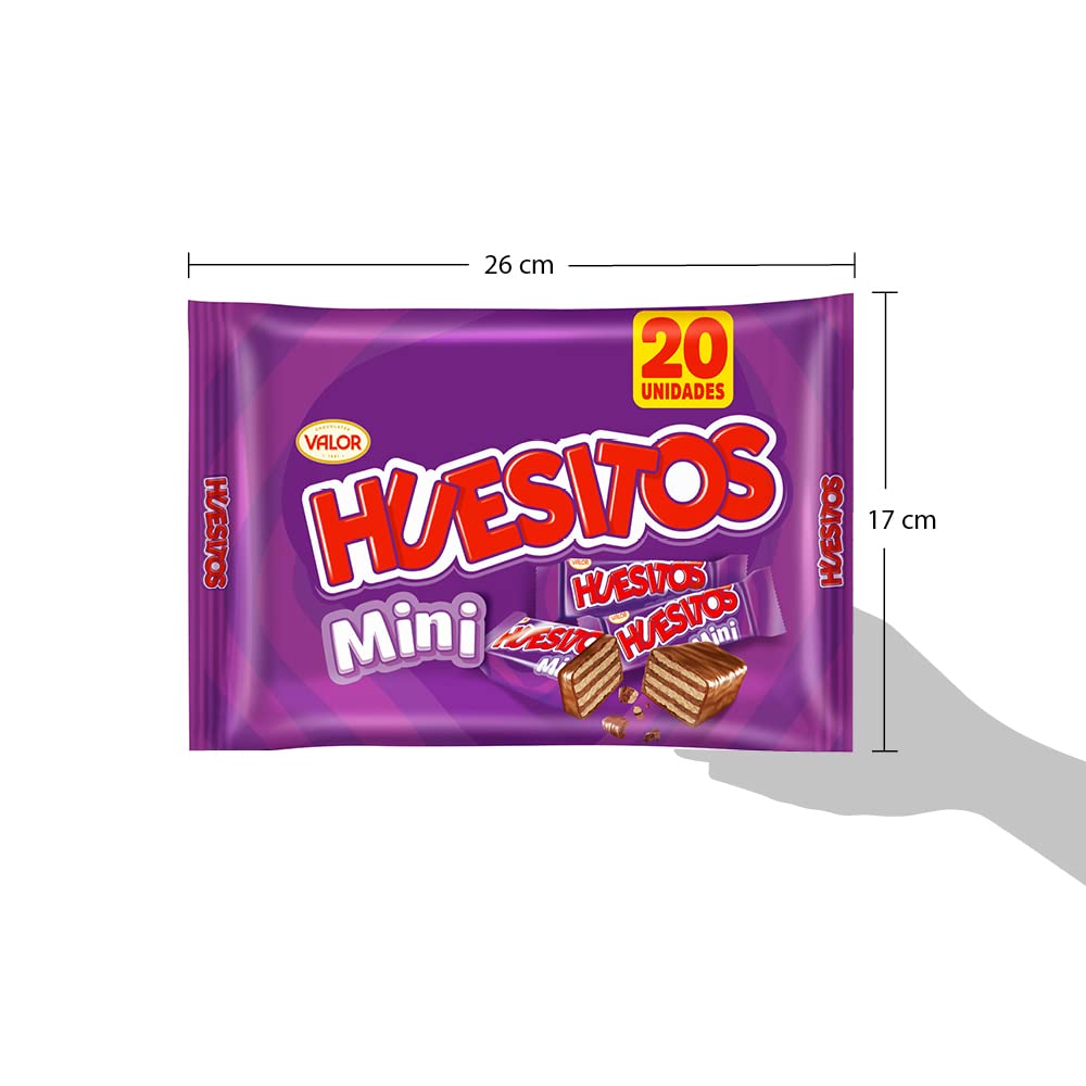 Huesitos Mini - Barritas de Barquillo en versión Mini cubierto de Chocolate con Leche y con relleno de Cacao. Bańados en Delicioso Chocolate - 20 x 13.5 Gramos, 0.27 Kilogramos.