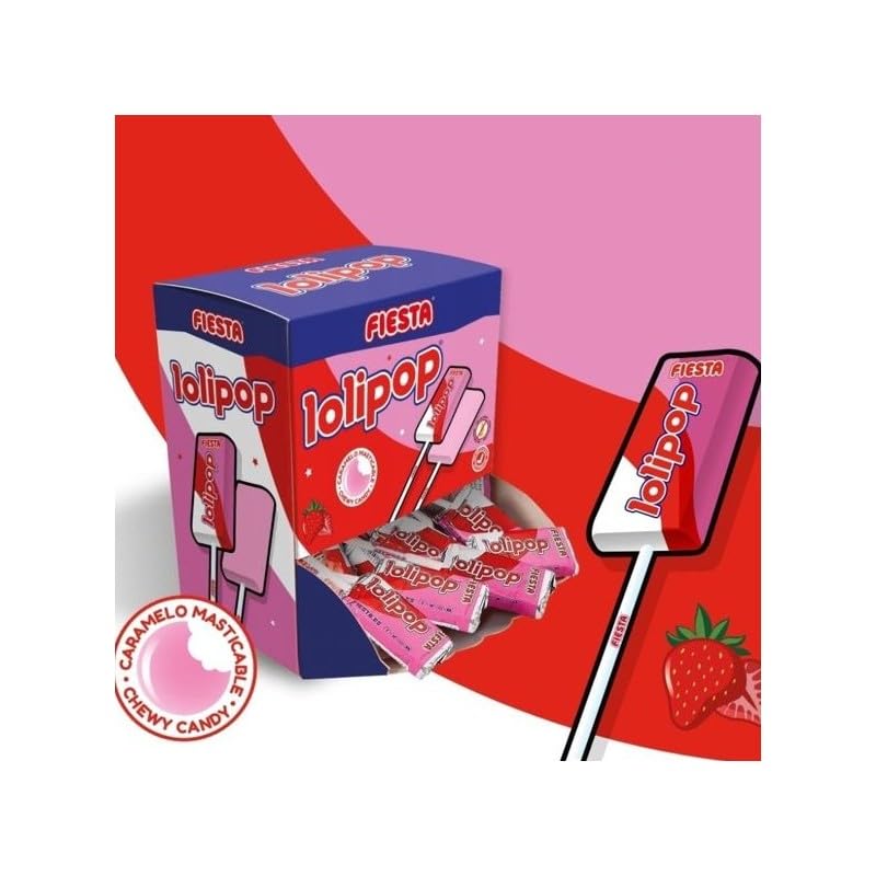 Piruletas Corazón, Chupa Koyak Cereza, Piruleta Lolipop Fiesta 20u (Lolipop 20 Unidades)