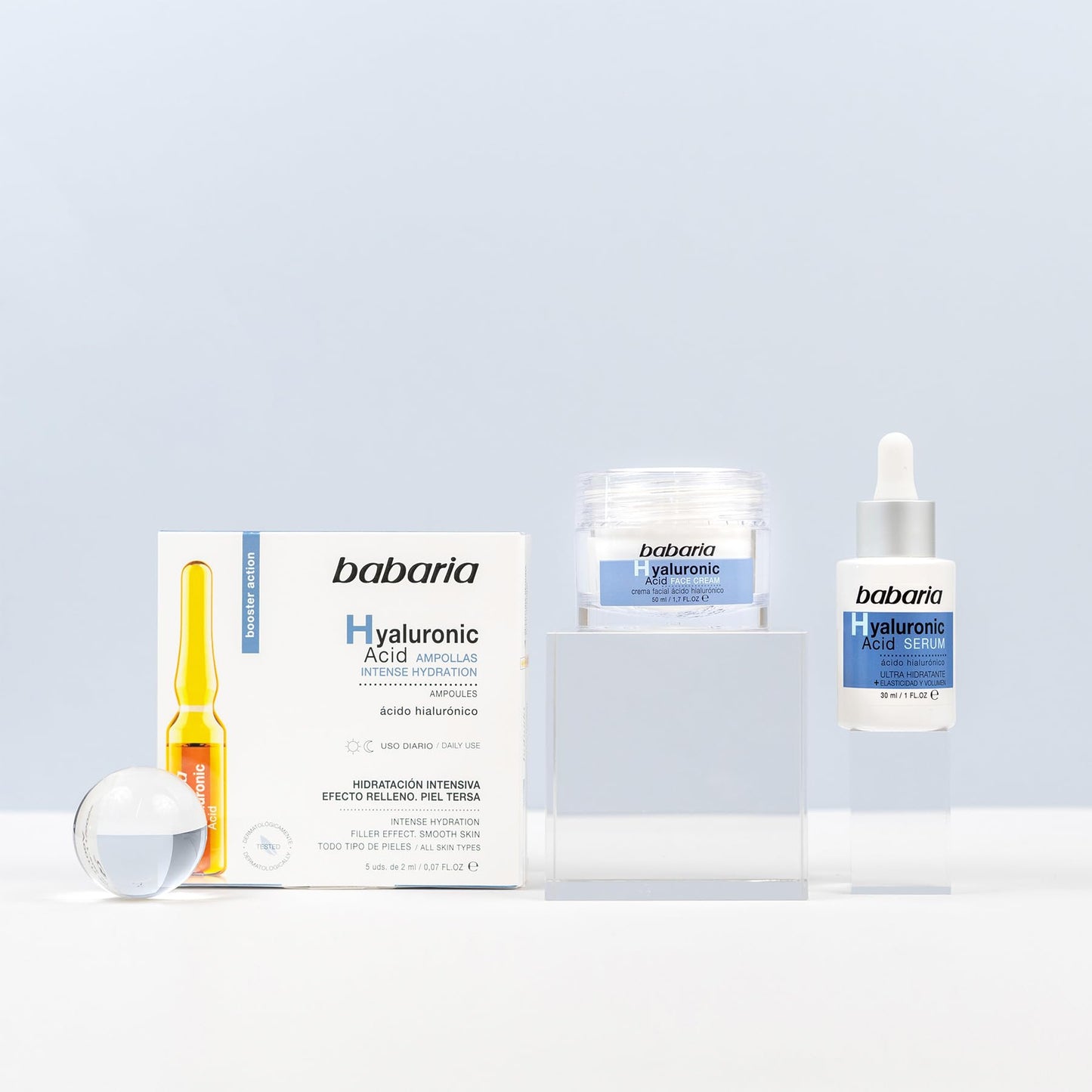 Babaria - Neceser Ritual Hialurónico, Incluye Crema Facial 50 ml, Sérum Facial 30 ml y Ampolla Facial 2 ml