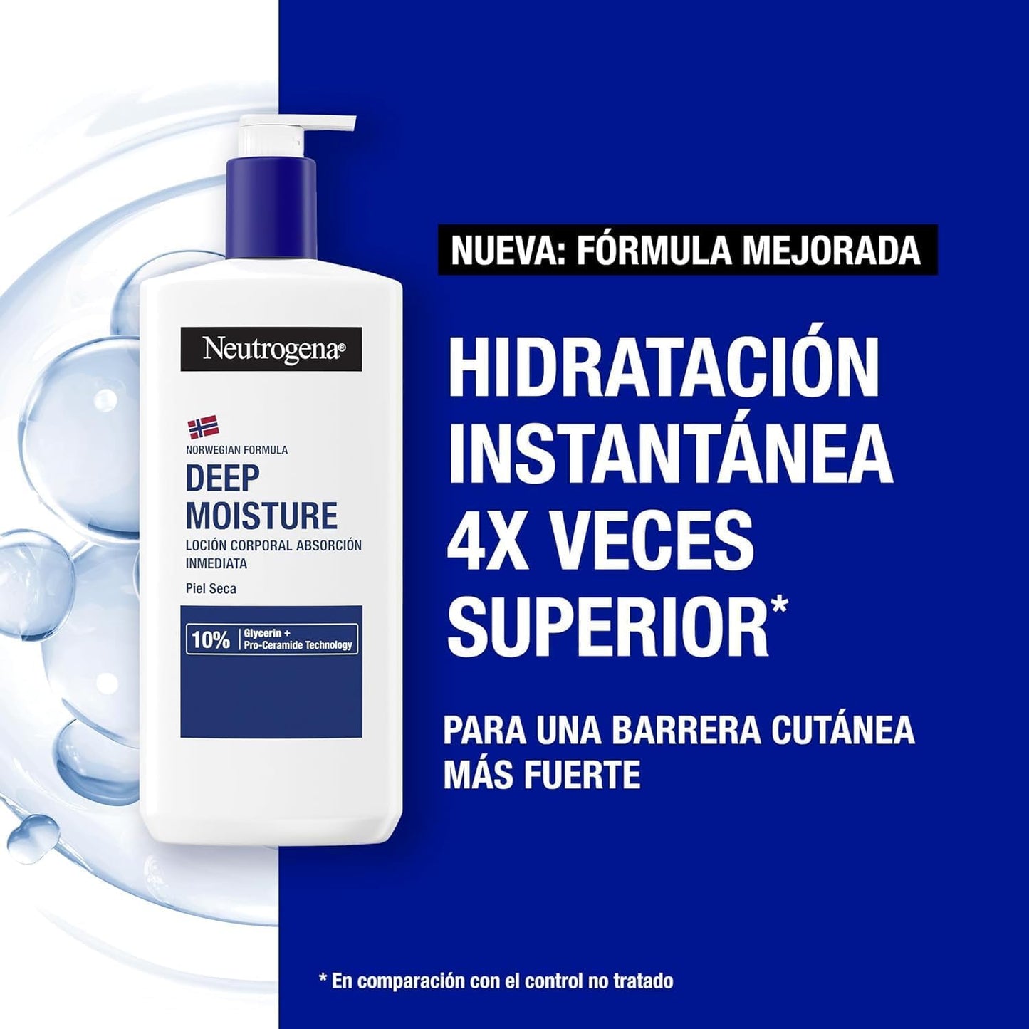 Neutrogena Fórmula Noruega Hidratación Profunda Loción de Absorción Inmediata (Pack de 2 X 750 ml), crema hidratante corporal con tecnología Pro-Ceramida y Glicerina para piel seca