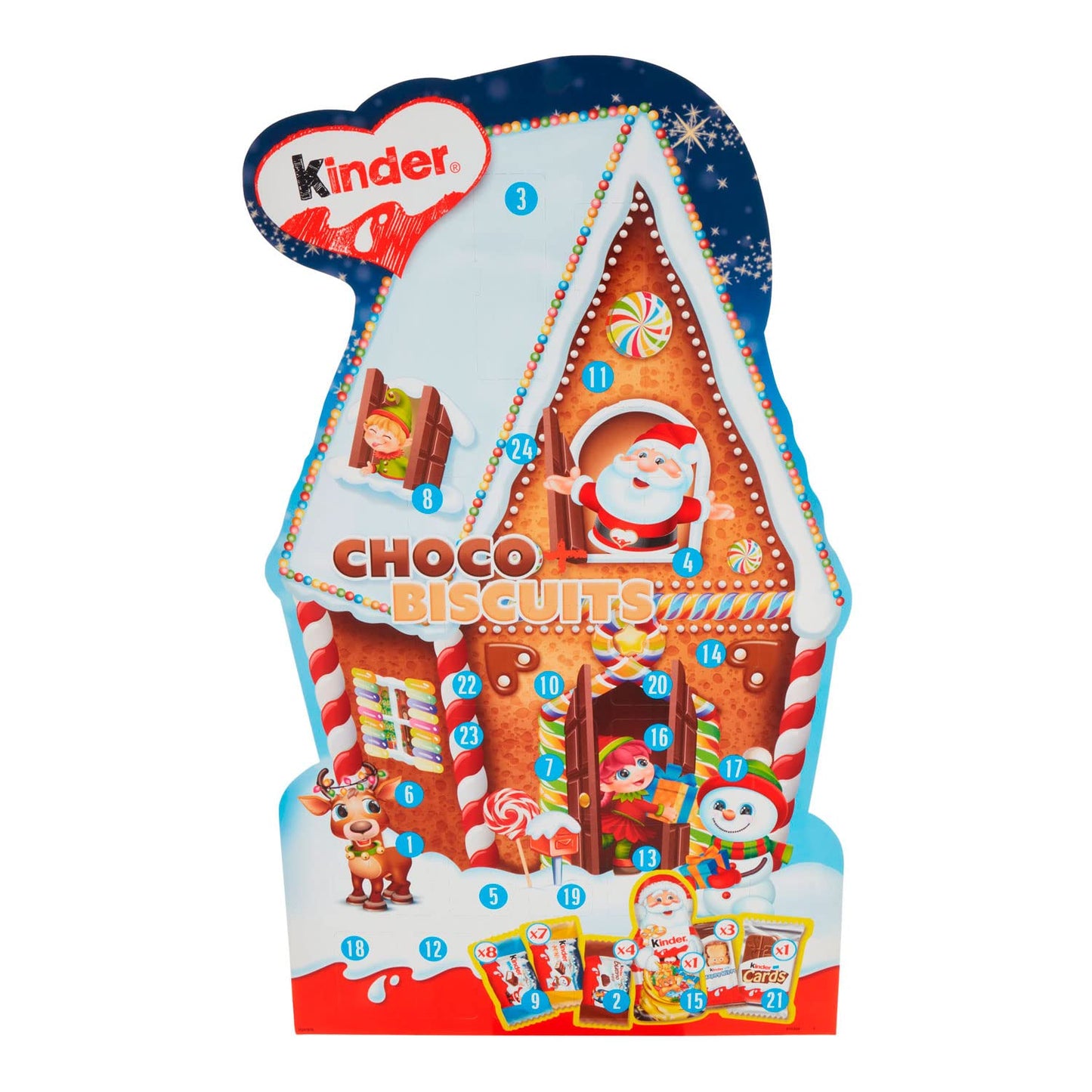 Calendario de Adviento Kinder Biscuits - Calendario de Adviento con deliciosas especialidades de chocolate - 1 calendario de 203g