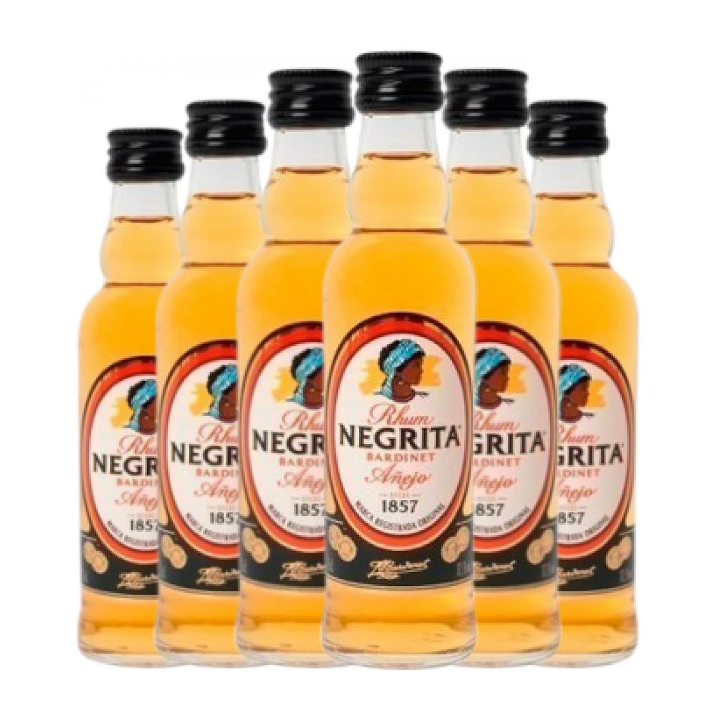 Ron Bardinet Negrita Añejo Botellín Miniatura 5 cl (Caja de 6 Botellén Miniatura de 5 cl)