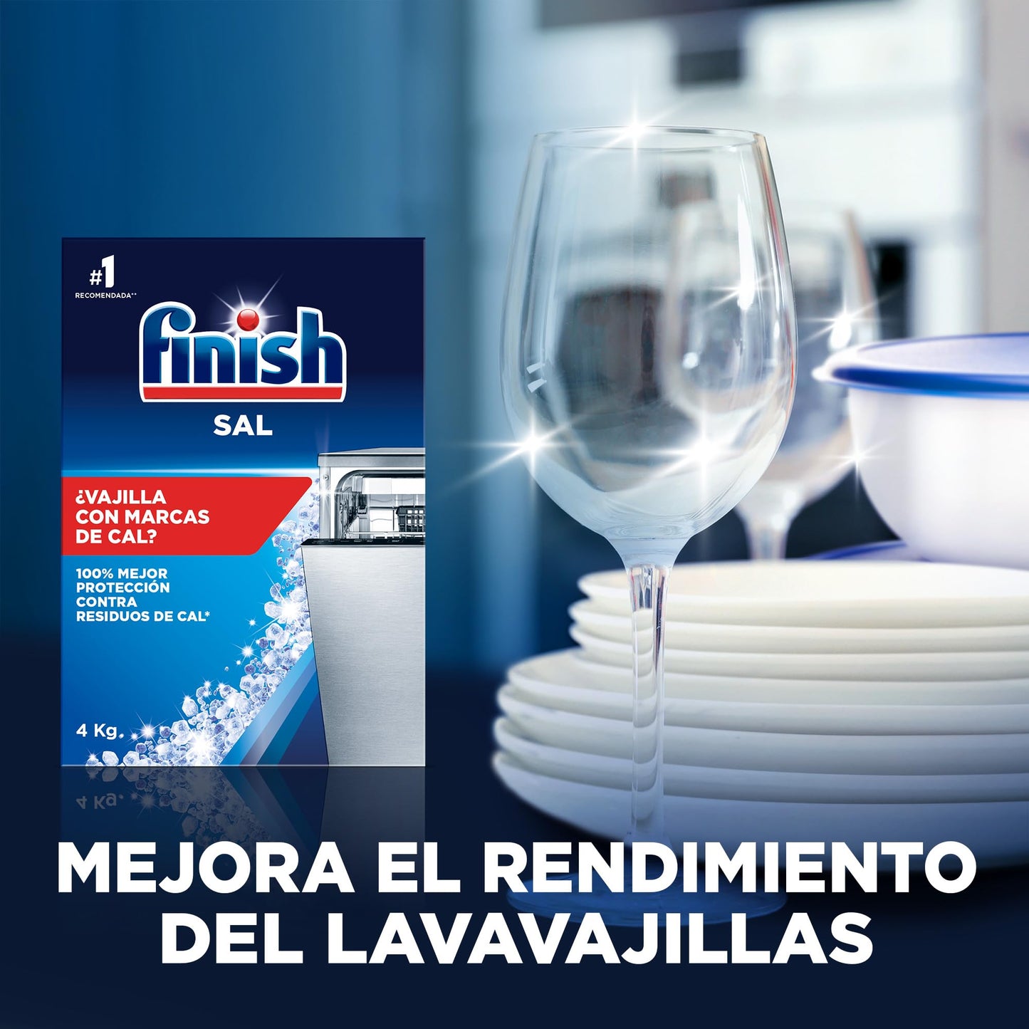 Finish Sal para Lavavajillas, Función Antical, Mayor Rendimiento del Lavaplatos, 12 kg