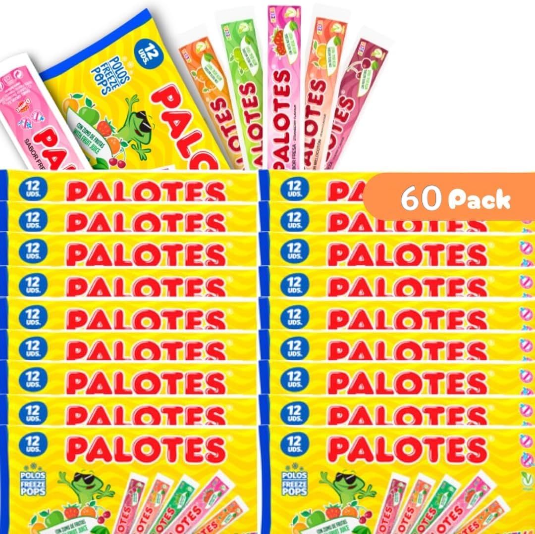 Flash Helado Kelia Palotes - Pack de 60 Polos Congelables | Sabores Variados: Cereza, Naranja, Fresa, Melocotón y Manzana | Apto para Veganos | Ideal para este Verano