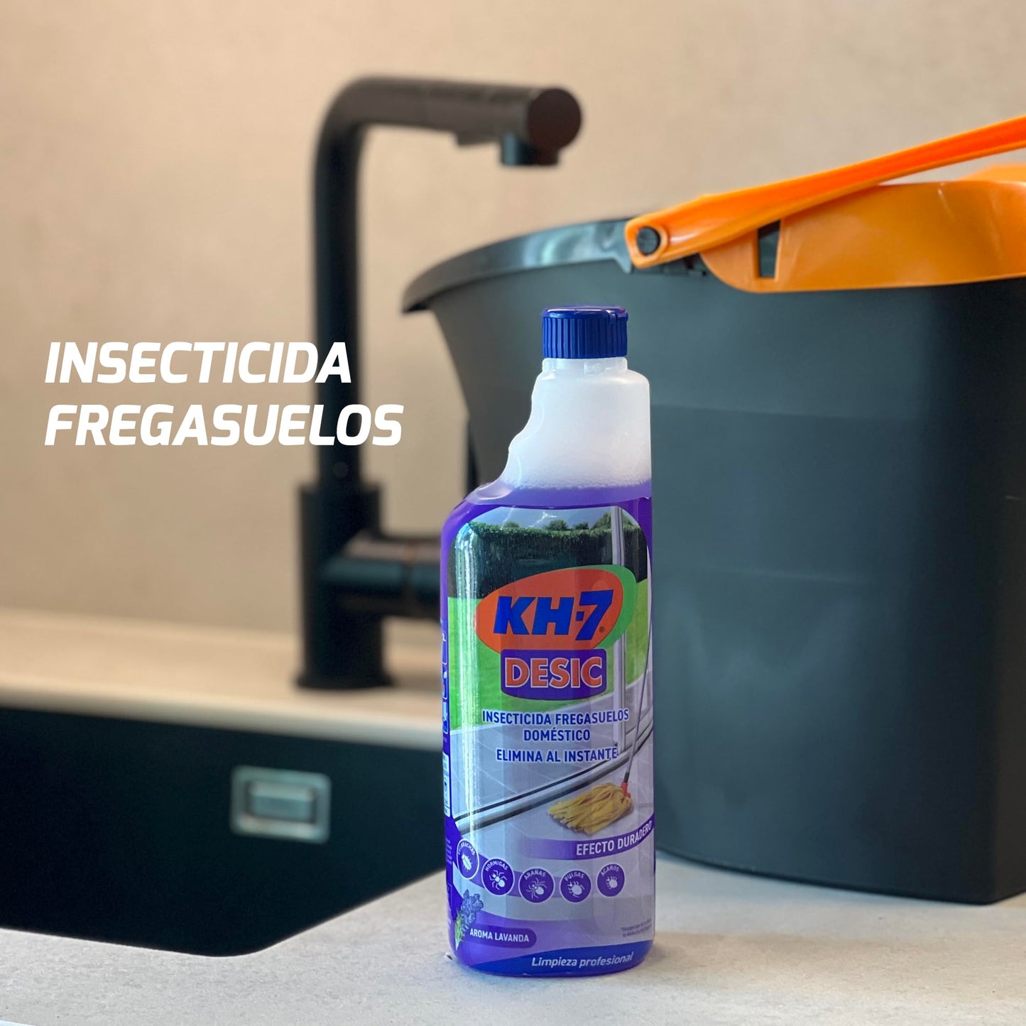 KH-7 Desic Insecticida, Elimina insectos rastreros en tu Hogar, Efectivo frente a Hormigas, Aroma Lavanda Duradero, Pack de 2 x 750mL, El embalaje puede variar