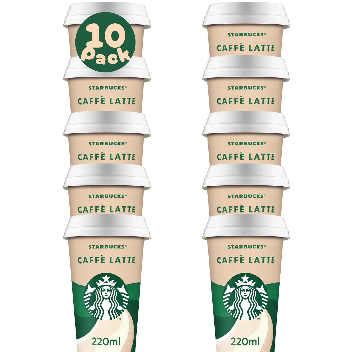 Pack Café Frío Listo para Tomar | Starbucks Pack de Vasos de Café Listo para Bebe - 10 Vasos x 220ml
