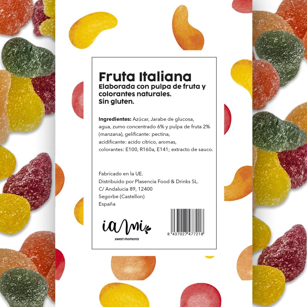 Fruta Italiana - Pack de 500 gr - Sin Gluten - Sabores Surtidos - Elaborada con Pulpa de Fruta - Jalea de Fruta - IAMI