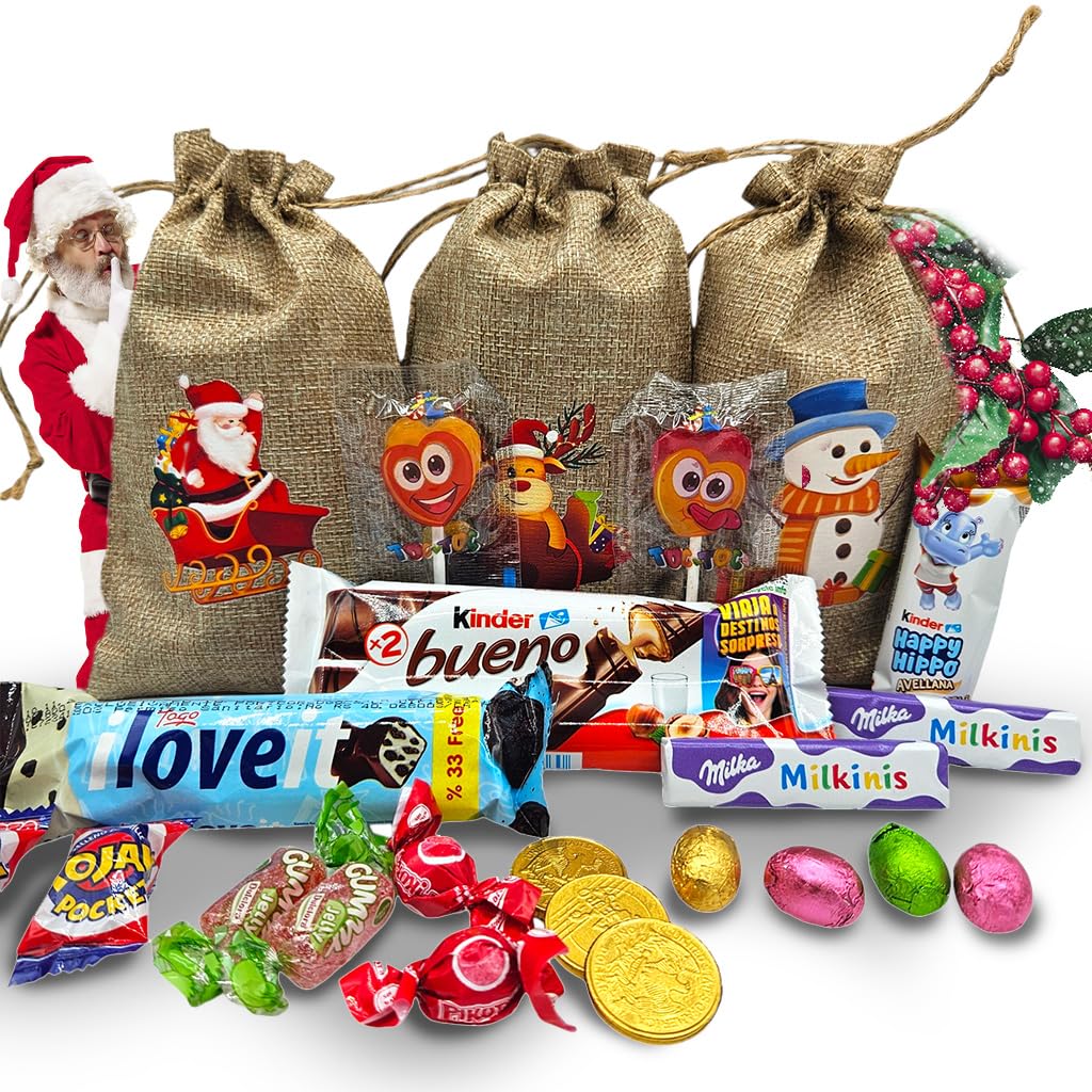 Bolsa de Lino con Chocolates de Navidad