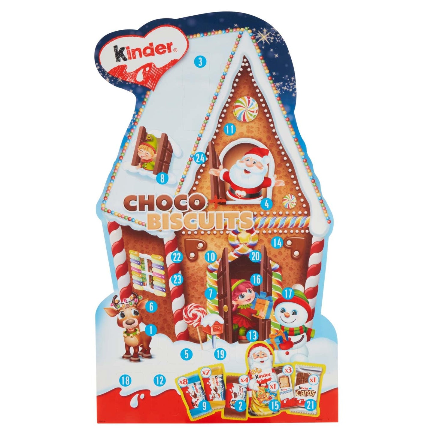 Calendario de Adviento Kinder Biscuits - Calendario de Adviento con deliciosas especialidades de chocolate - 1 calendario de 203g