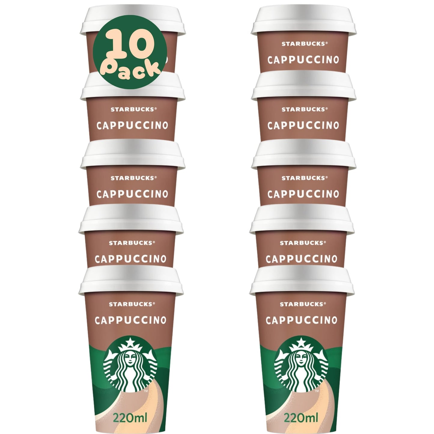 Pack Café Frío Listo para Tomar | Starbucks Pack de Vasos de Café Listo para Bebe - 10 Vasos x 220ml