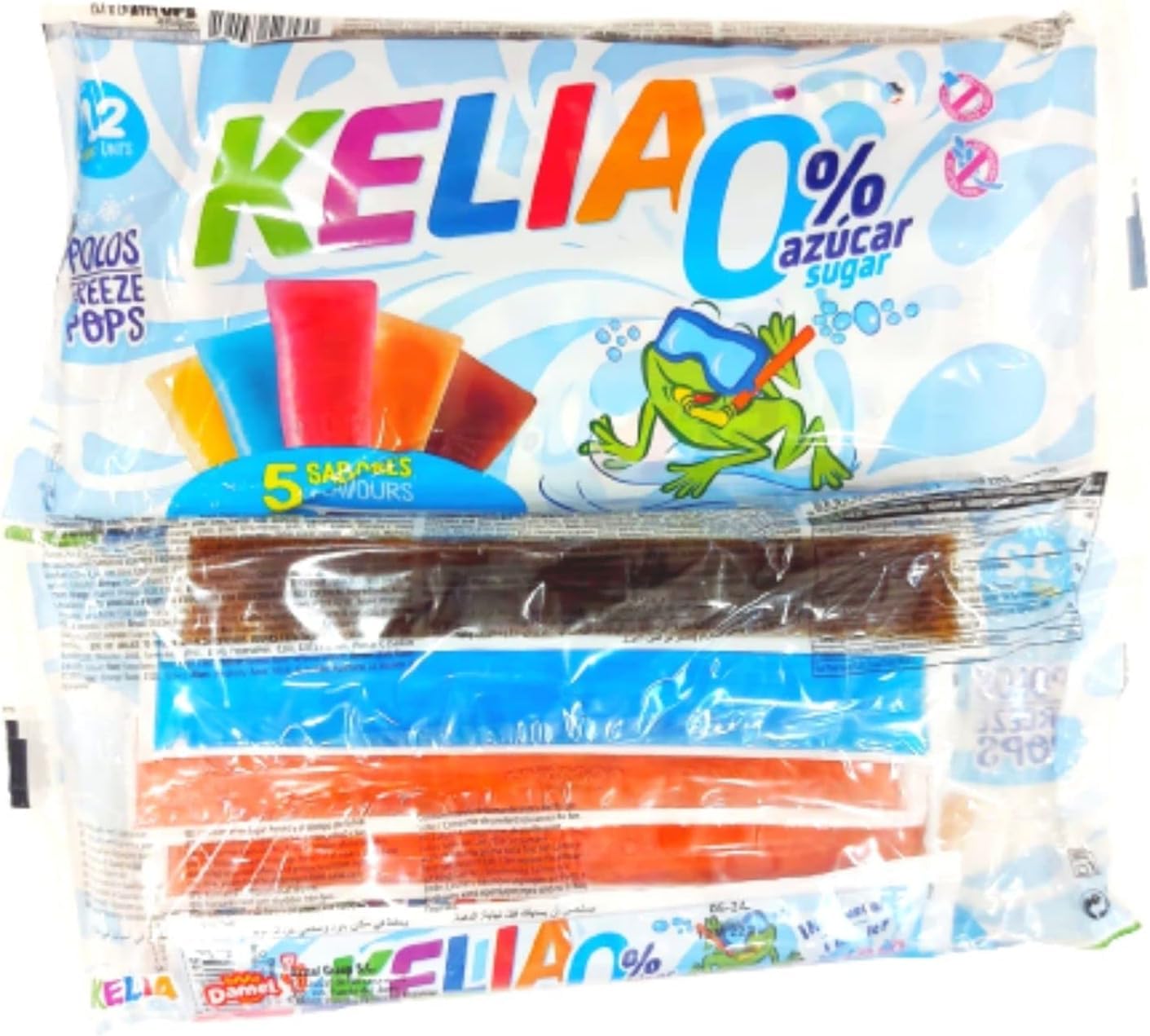 Flash Helado Kelia Palotes - Pack de 60 Polos Congelables | Sabores Variados: Cereza, Naranja, Fresa, Melocotón y Manzana | Apto para Veganos | Ideal para este Verano