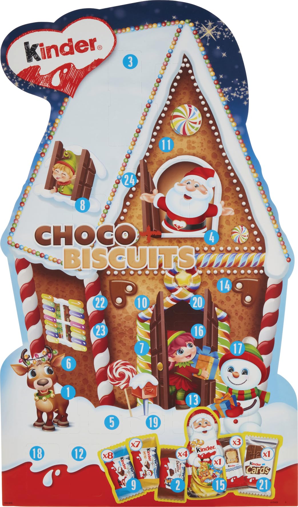 Calendario de Adviento Kinder Biscuits - Calendario de Adviento con deliciosas especialidades de chocolate - 1 calendario de 203g