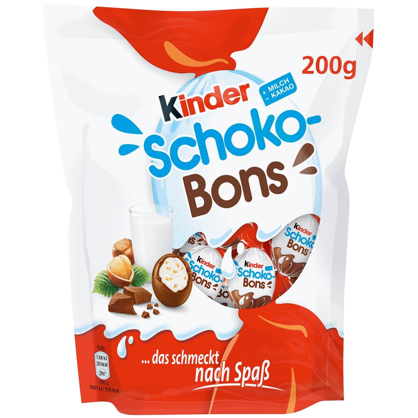 Huevos Kinder Shocobons Chocolate - Caja con 5 Bolsas de 200 gramos de Kinder ShocoBons Chocolate con LECHE - 165 Huevos Kinder ShocoBons