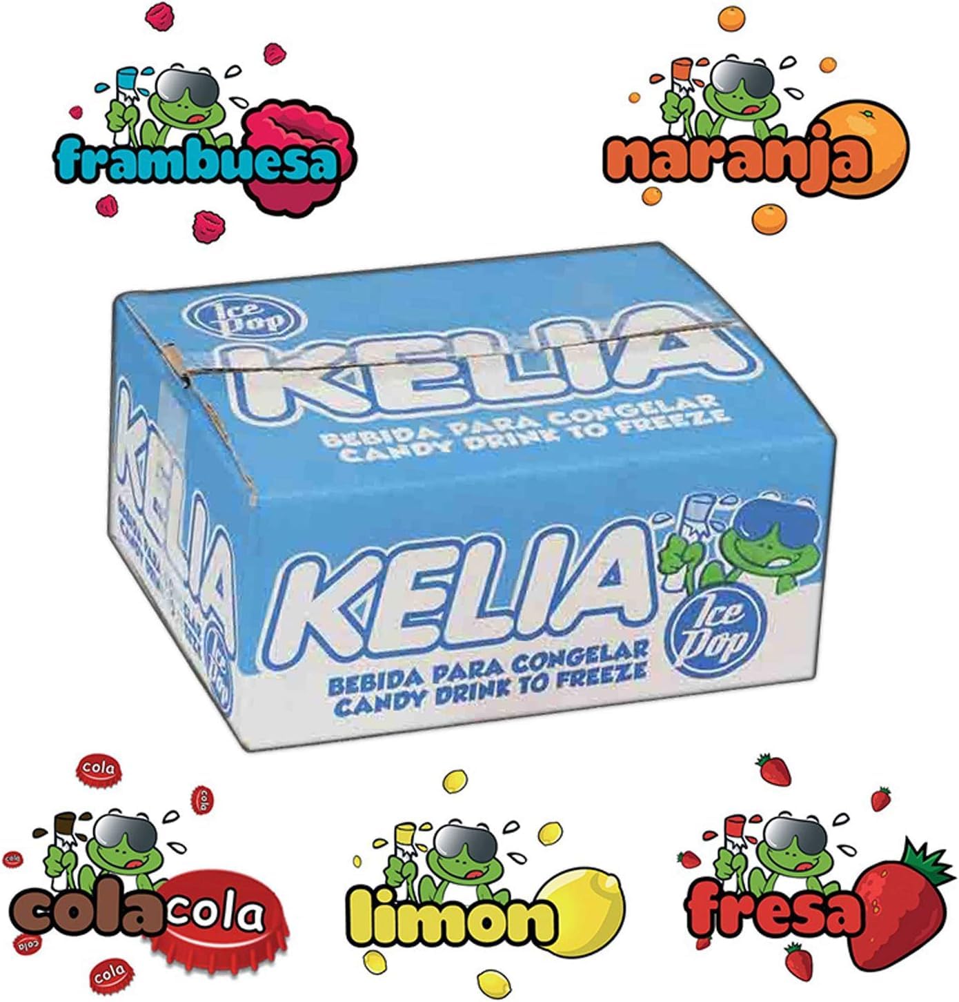 Flash Helado Kelia Palotes - Pack de 60 Polos Congelables | Sabores Variados: Cereza, Naranja, Fresa, Melocotón y Manzana | Apto para Veganos | Ideal para este Verano