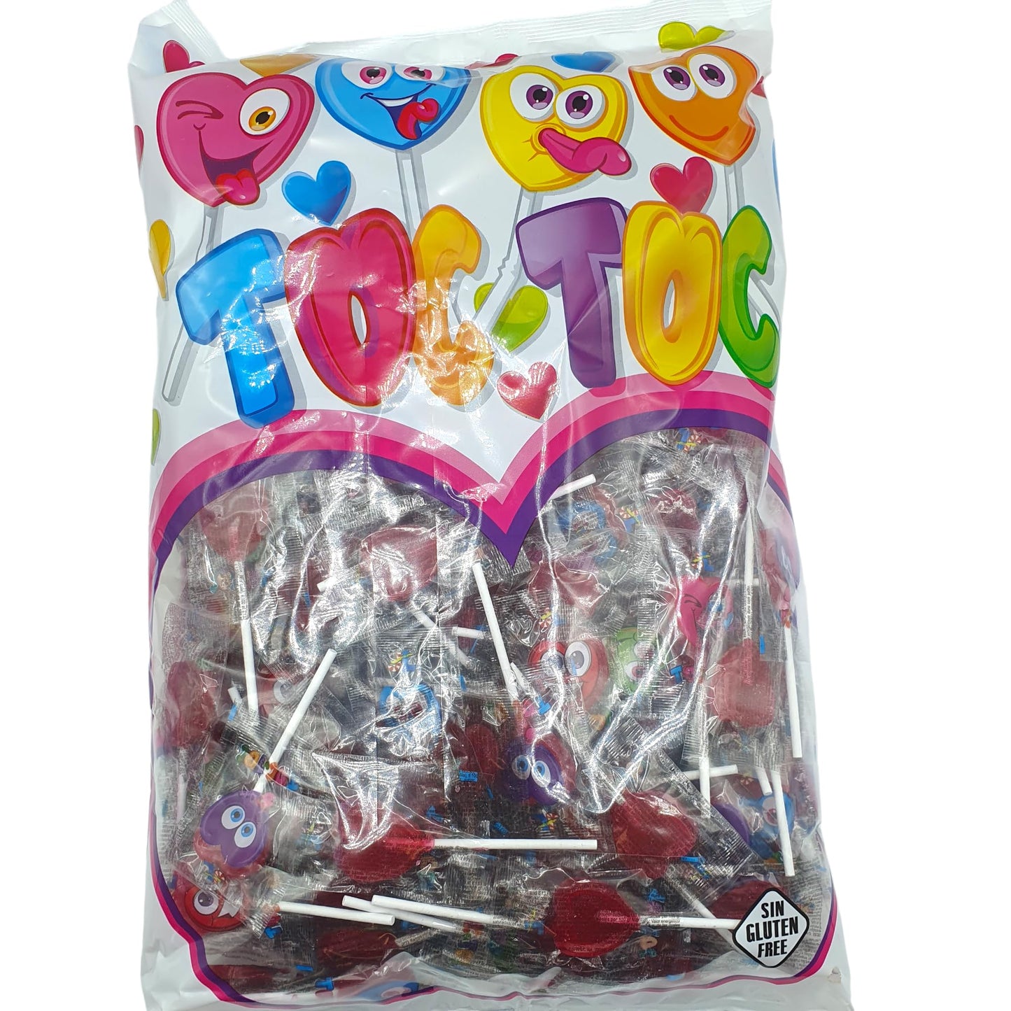 Piruletas Mini Corazon Fresa - Cereza - 200 unidades de Piruletas - SIn Gluten - Caramelos con Palo Corazon