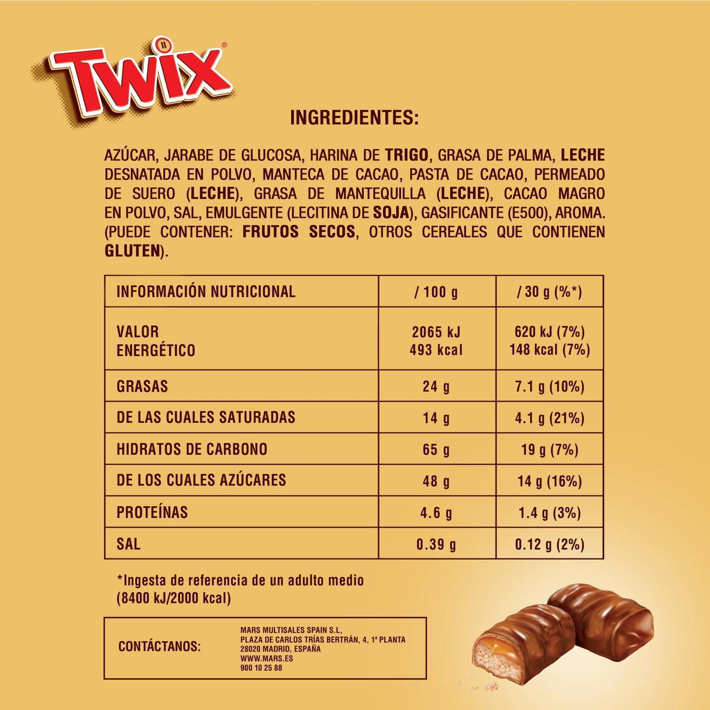 Twix minis Barritas de Chocolate con Leche, galleta y caramelo, 2,5kg