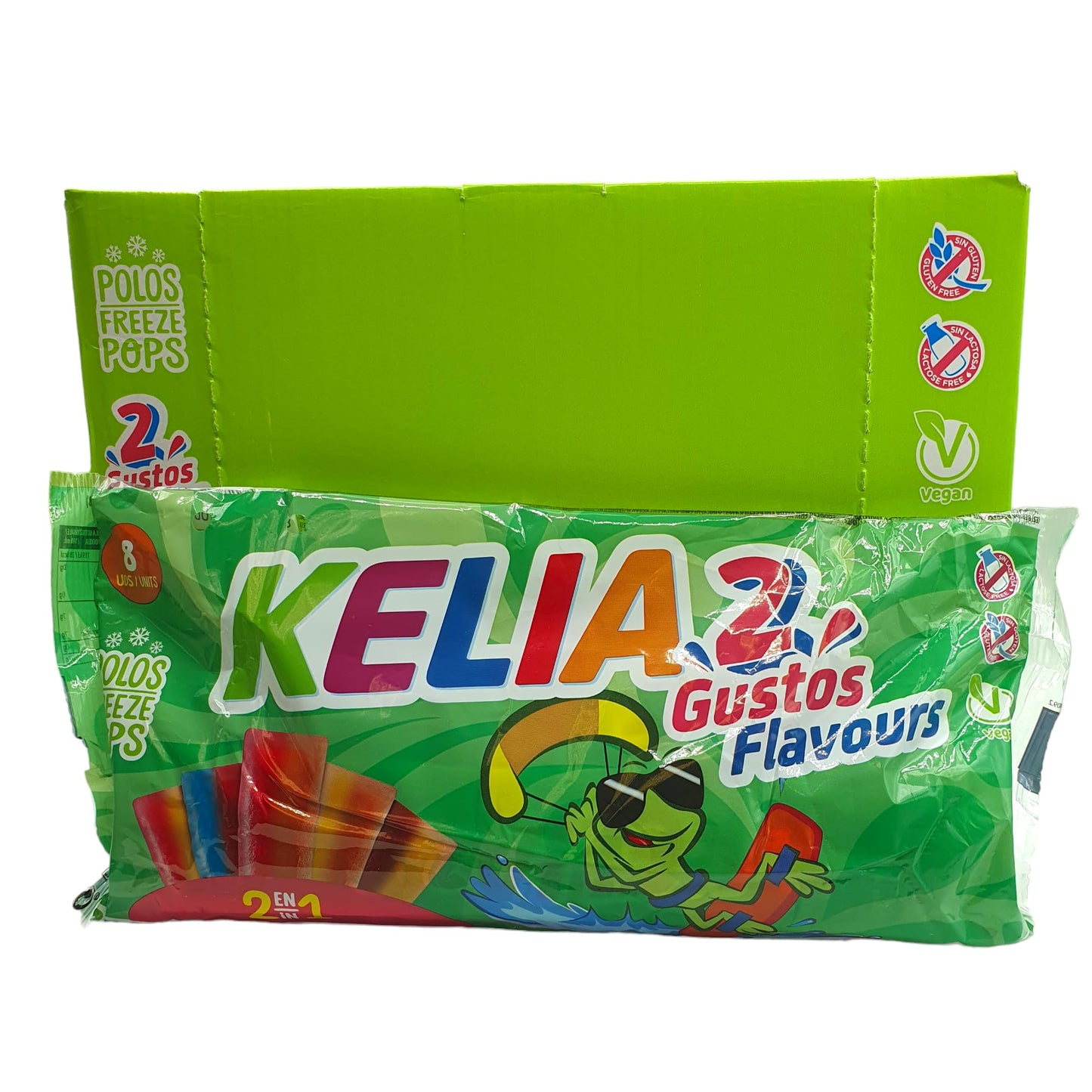 Flash Helado Kelia Palotes - Pack de 60 Polos Congelables | Sabores Variados: Cereza, Naranja, Fresa, Melocotón y Manzana | Apto para Veganos | Ideal para este Verano
