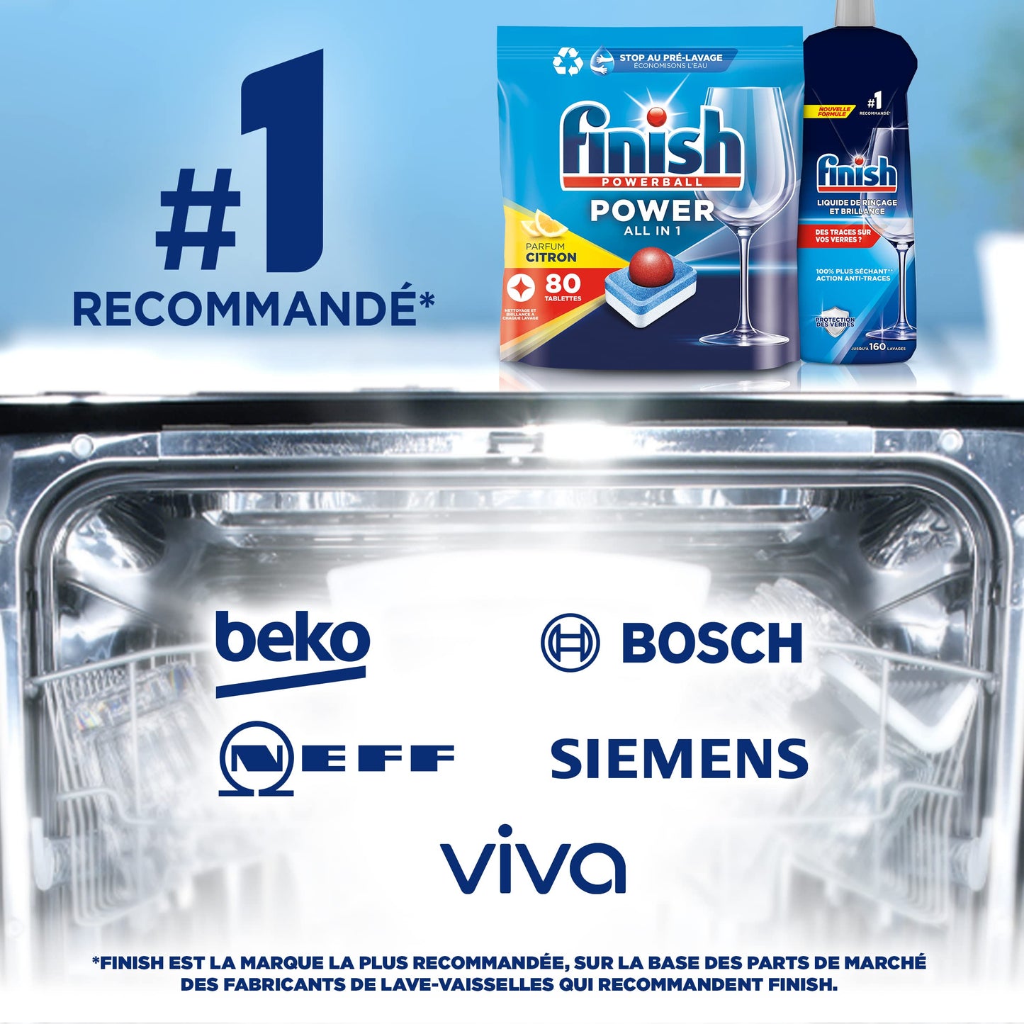 Finish - Pastillas para lavavajillas Powerball All in One Max Litron – 68 tabletas para lavavajillas – Pack de 2