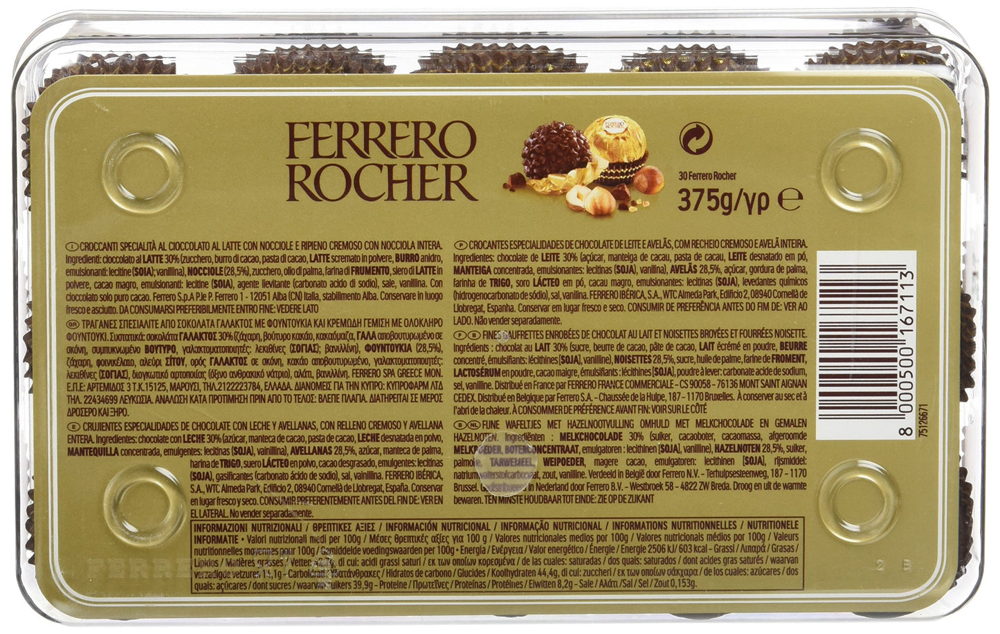 Ferrero Rocher Bombones de Chocolate, 375g