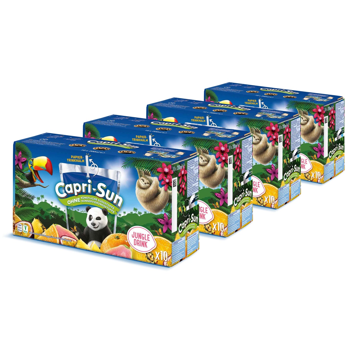 Capri-Sun Jungle - Bebida de Frutas Zumo Natural (4 x 10 de 0,2L) - Deliciosa Mezcla de Frutas Tropicales Sin Conservantes