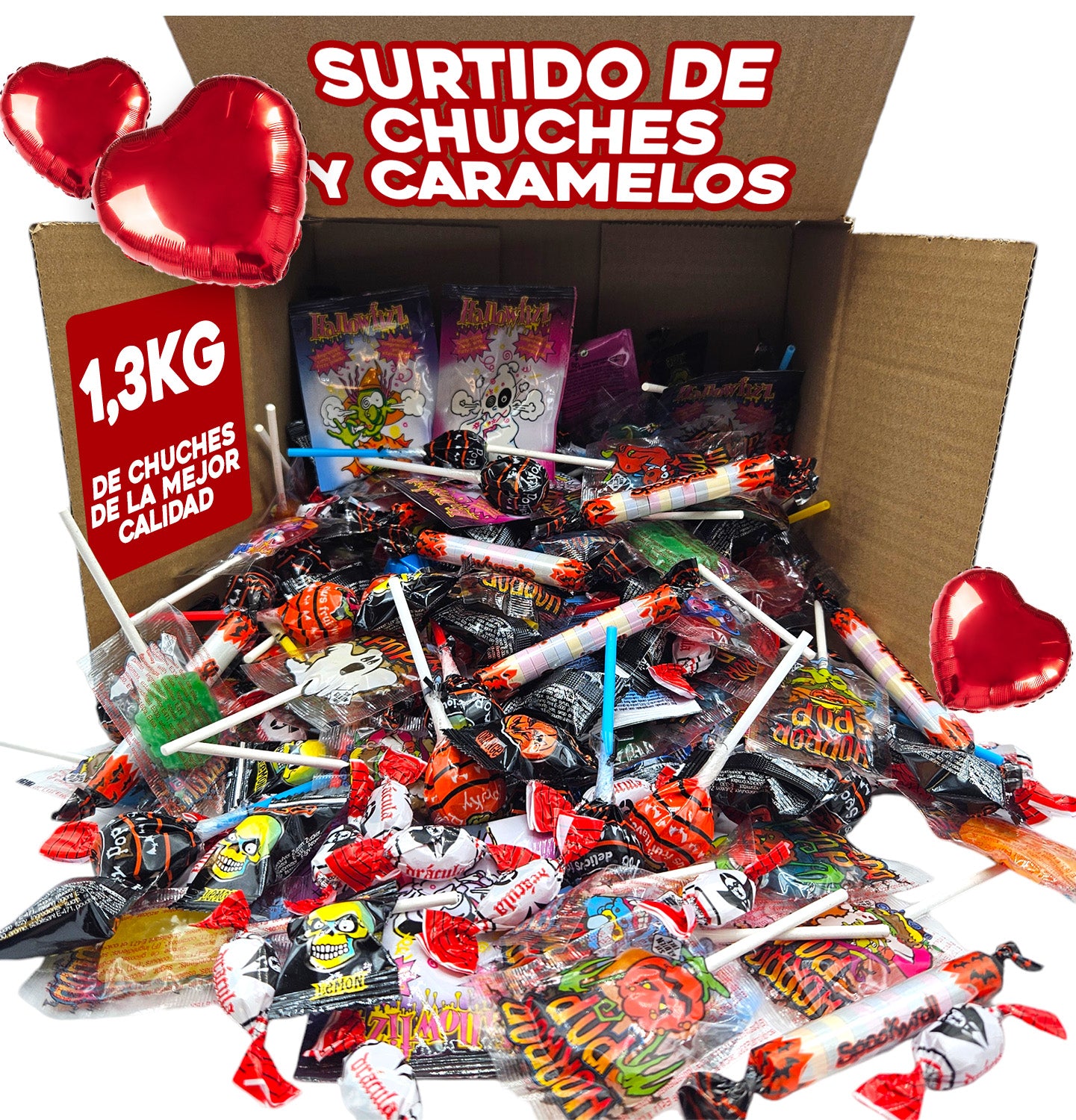 +150 Chuches Surtidas - Caja de Caramelos y Golosinas para Regalar + 1,3 Kg