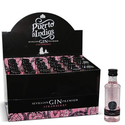 Gin Puerto de Indias Strawberry. Caja de 24 unidades (50ml/unidad)