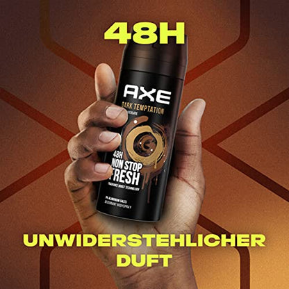 AXE Desodorante en aerosol Dark Temptation, 6 x 150 ml, desodorante en espray para hombre, sin sales de aluminio