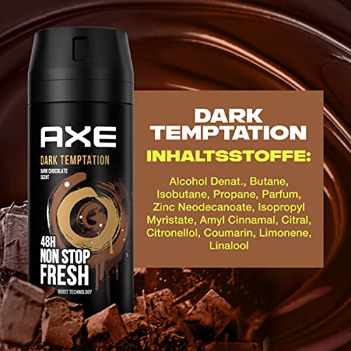 AXE Desodorante en aerosol Dark Temptation, 6 x 150 ml, desodorante en espray para hombre, sin sales de aluminio