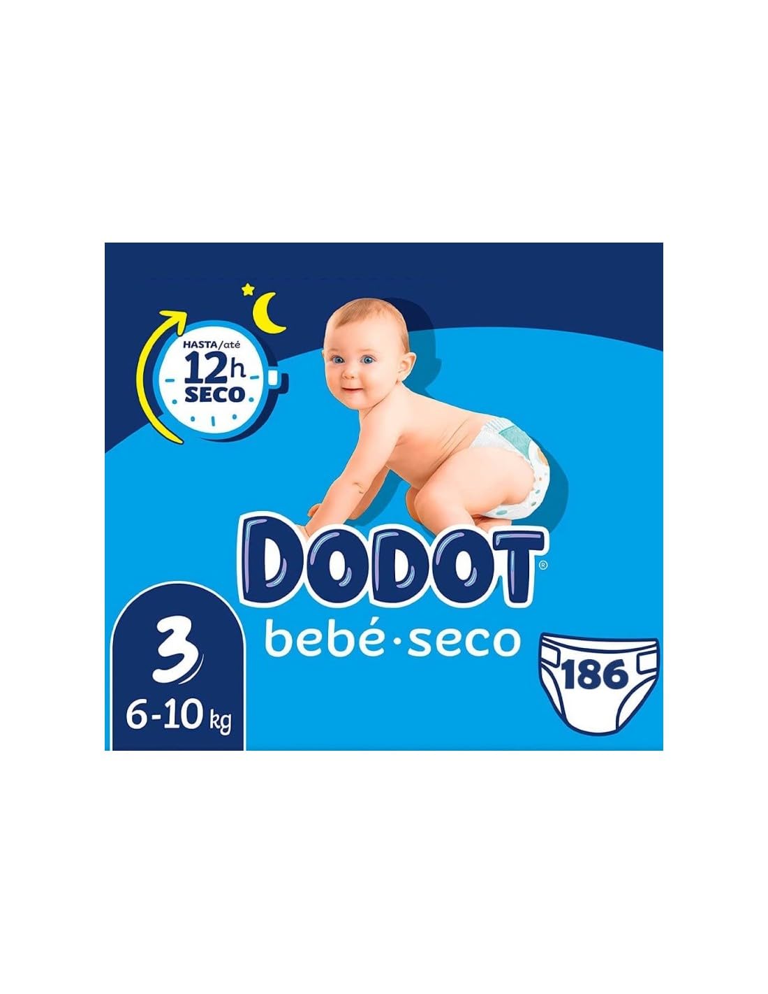 Dodot Bebé Seco - Pañales Talla 3 (6-10kg) - Pack con 186 Pa?ales