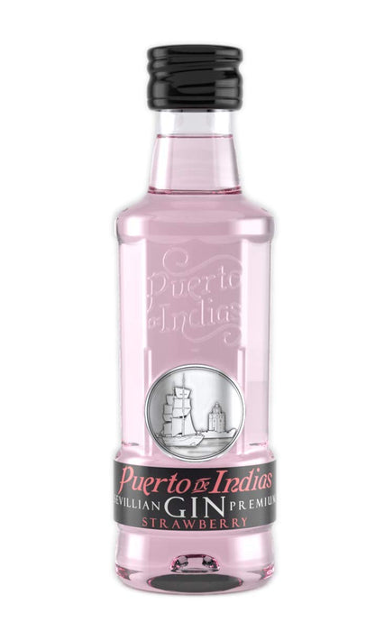 Gin Puerto de Indias Strawberry. Caja de 24 unidades (50ml/unidad)