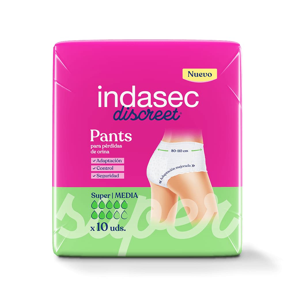 Indasec Discreet Pant Super Talla Grande, 10 unidades bragas compresas