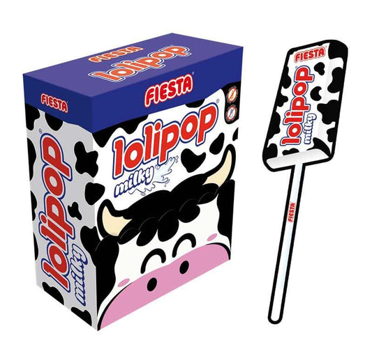 Lolipop Milky - Sabor Leche - FIESTA. Caramelo Masticable Lolipop Sabor Leche - Caja con 100 Lolipop - Ideal para Peques