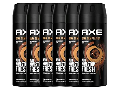 AXE Desodorante en aerosol Dark Temptation, 6 x 150 ml, desodorante en espray para hombre, sin sales de aluminio