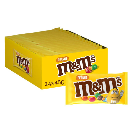 M&M's Peanuts Snack en Bolitas de Colores con Cacahuete y Chocolate con Leche (24 x 45g)