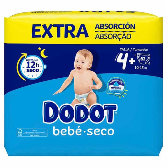 Dodot Bebé Seco Extra - Jumbo Pack Talla 4-62 uds.