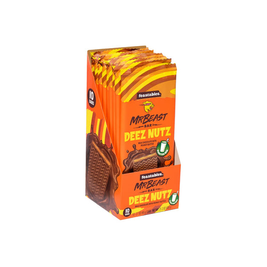 Feastables MrBeast Chocolate Bars/Barras de chocolate (10 x 60 g) - El regalo de chocolate para la verdadera bestia (Deez Nutz/Peanut Butter)