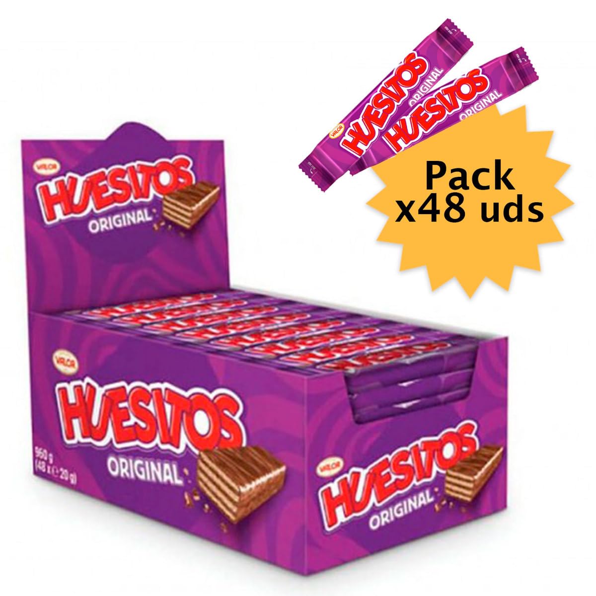 Generic Huesitos Original Pack 48 Unid. Huesitos Barrita Chocolate Valor de 20 gramos - Pack de 48 Unidades de Huesitos