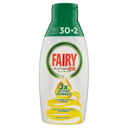 Fairy Platinum Gel Detergente para Lavavajillas, Limón, 650ml