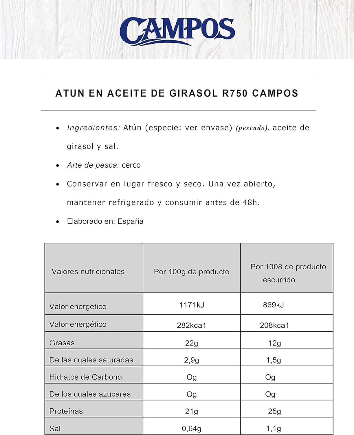 Atun Claro Campos Aceite Girasol