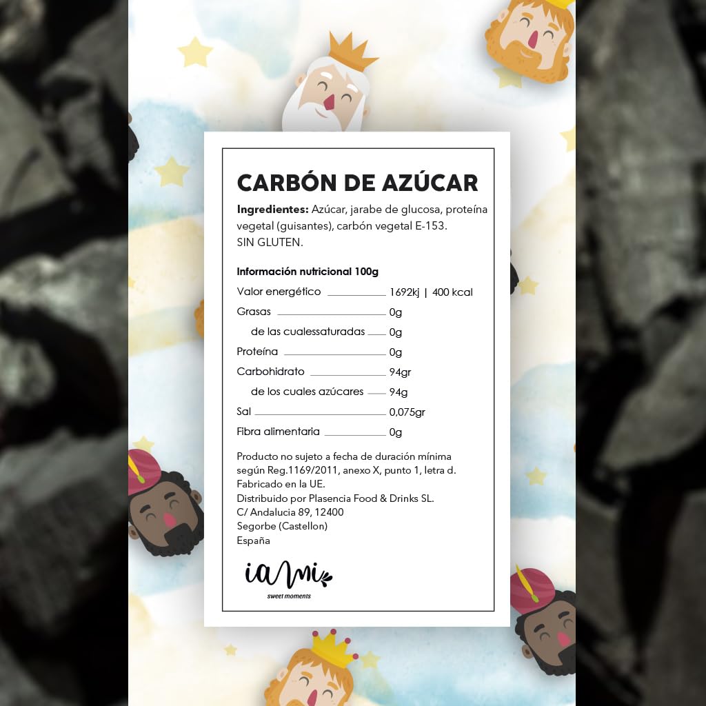 Carbon de Reyes Dulce - 250 gr - Carbon Dulce con Mensaje para "Traviesillos" - SIn Gluten [IAMI]