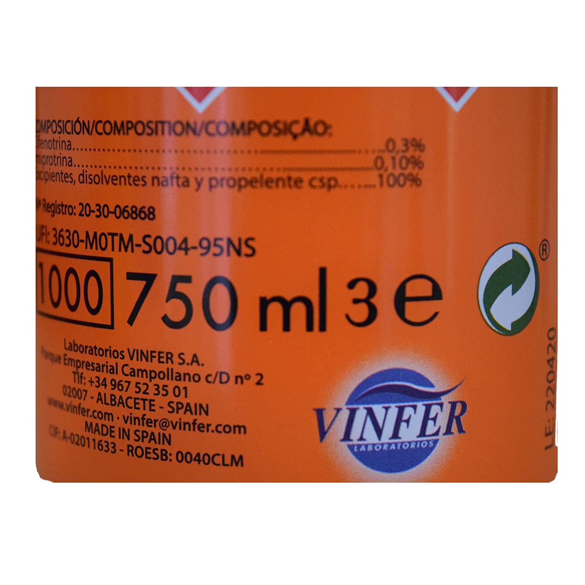 Vinfer maton insecticida efecto residual rastreros