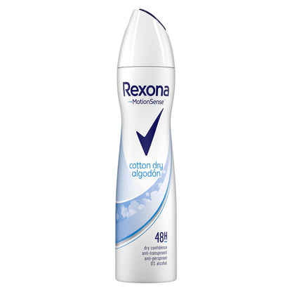 Rexona Desodorante Aerosol Antitranspirante para mujer Cotton Dry 200ml - Pack de 6