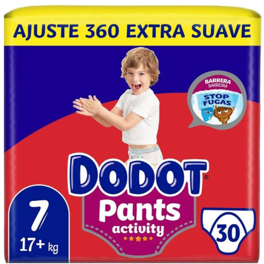 Dodot Activity Pants Talla 7(17kg+) Pack de 30 Paéales Con Cintura Eléstica Anti-Fugas Extra Suave