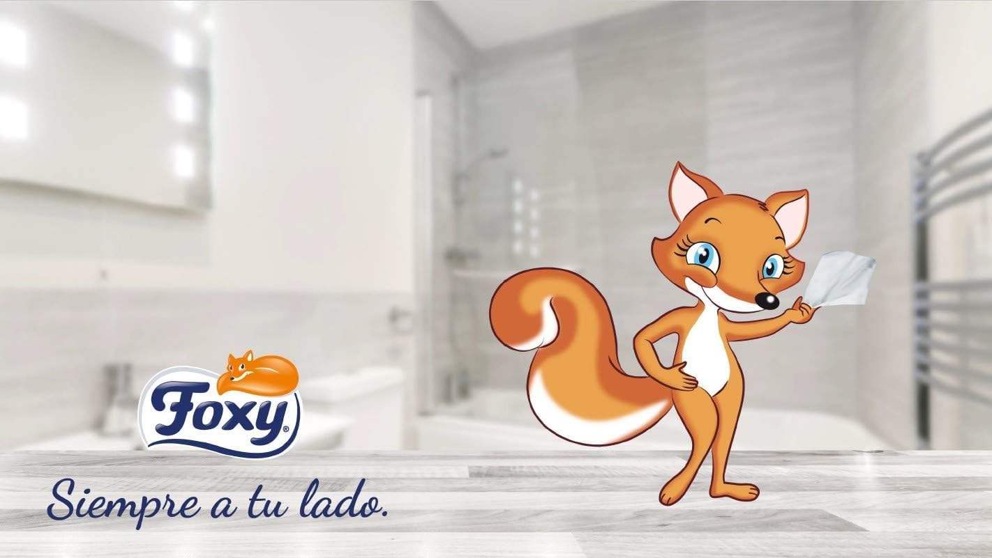 Foxy Seda | Papel higiénico neutro sobre la piel | 28+14 rollos, 28 + 14 gratis| 173 servicios por rollo | 3 capas de alto grosor | Papel 100% certificado FSC