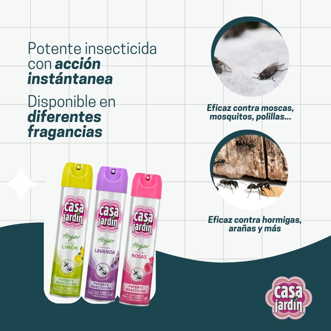 CASA JARDÍN | Insecticida Aerosol Fórmula Eficaz para Espacios Exteriores e Interiores | Eficaz contra Insectos Voladores y Rastreros | Larga Duración