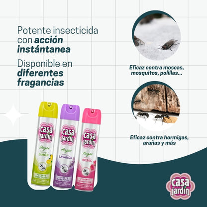 CASA JARDÍN | Insecticida Aerosol Fórmula Eficaz para Espacios Exteriores e Interiores | Eficaz contra Insectos Voladores y Rastreros | Larga Duración