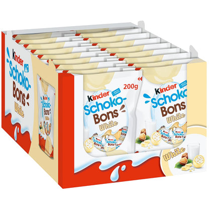 Huevos Kinder Shocobons White - Blancos - Caja con 5 Bolsas de 200 gramos de Kinder ShocoBons Chocolate BLANCO - 165 Huevos Kinder ShocoBons