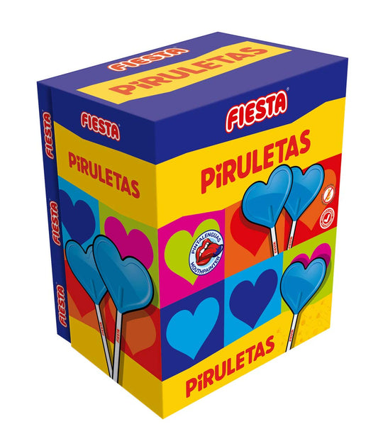 FIESTA Piruletas Caramelo con Palo en Forma de Corazón - La Original - Caja de 80 unidades